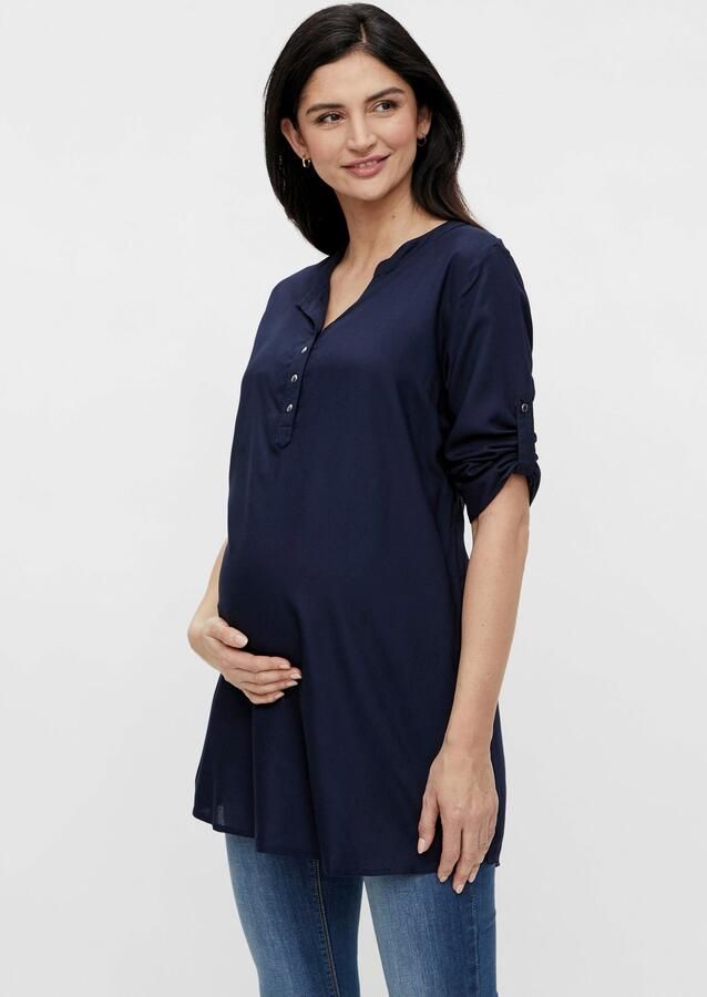 Mamalicious zwangerschaps- en voedingstuniek MLMERCY met ceintuur donkerblauw Dames Viscose Ronde hals XL - Foto 5
