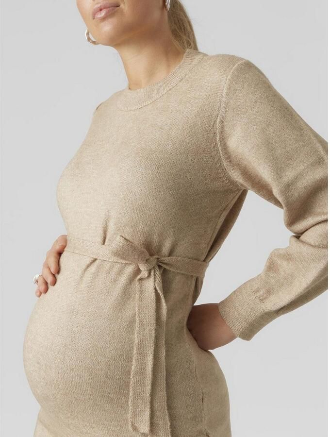 Mamalicious zwangerschapsjurk MLNEWANNE van polyester zand Beige Effen XXL - Foto 4