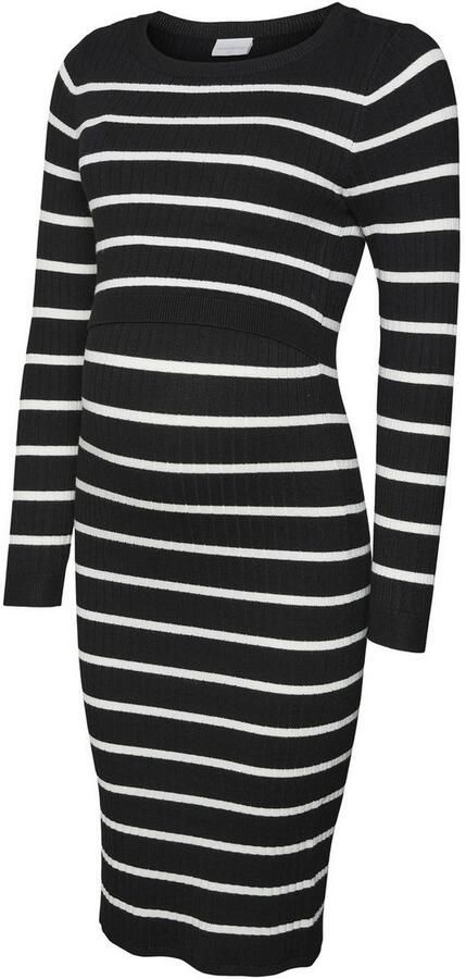 Mamalicious gestreepte zwangerschapsjurk MLNEWSIV zwart wit Dames Viscose Ronde hals XXL - Foto 8