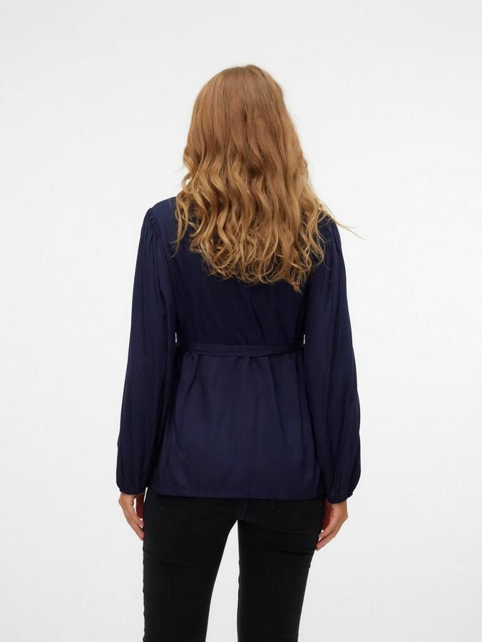 Mamalicious zwangerschapsblouse MLMERCY donkerblauw Dames Viscose V-hals XXL - Foto 2