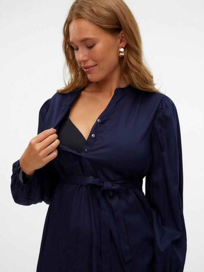 Mamalicious zwangerschapsblouse MLMERCY donkerblauw Dames Viscose V-hals XXL - Foto 3