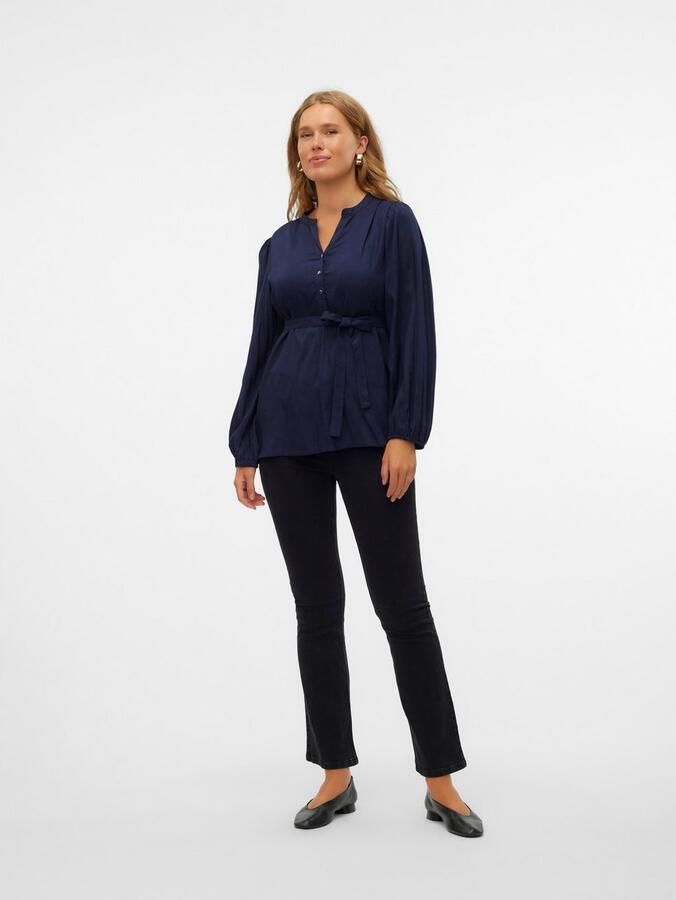 Mamalicious zwangerschapsblouse MLMERCY donkerblauw Dames Viscose V-hals XXL - Foto 4