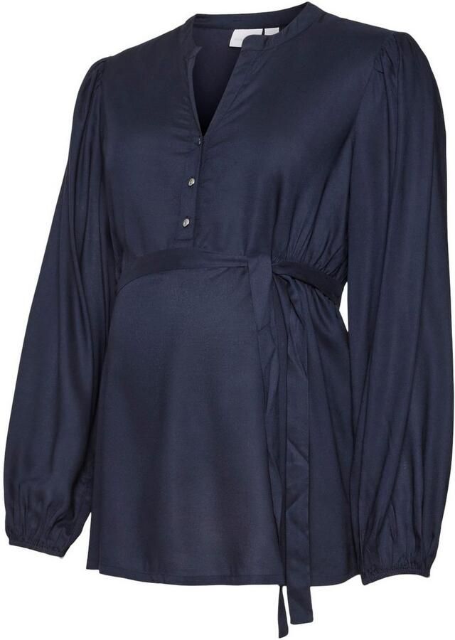 Mamalicious zwangerschapsblouse MLMERCY donkerblauw Dames Viscose V-hals XXL - Foto 5