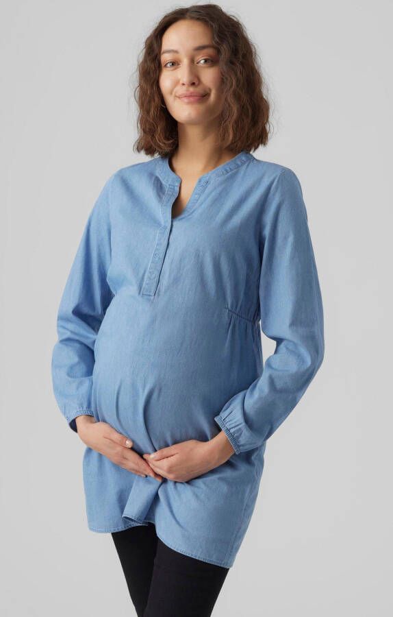 Mamalicious Zwangerschapsblouse van katoen met tuniekkraag model 'Lia'