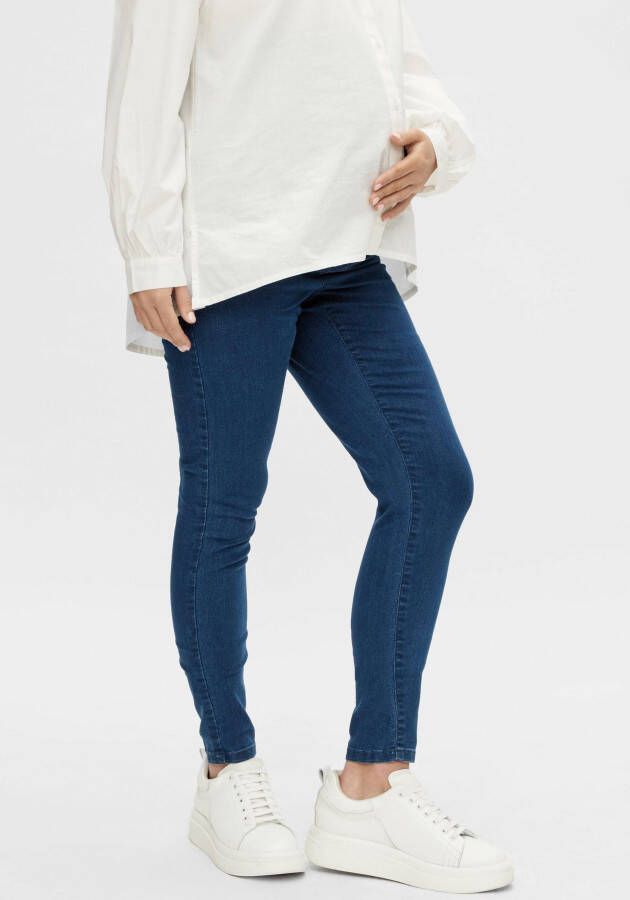 Mamalicious skinny zwangerschapsjeans MLECHO medium blue denim Blauw Dames Stretchdenim XL