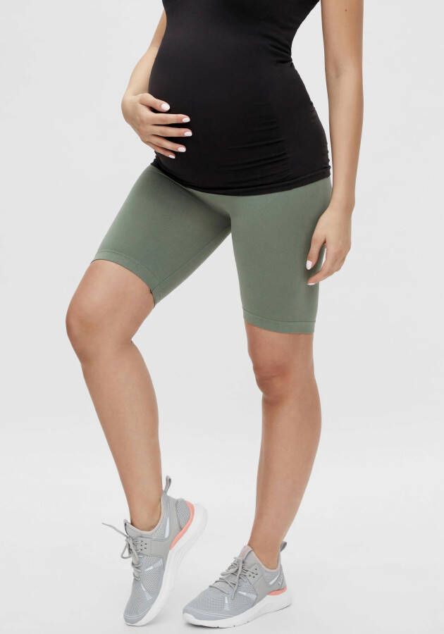 MAMALICIOUS slim high waist zwangerschaps biker short groen - Foto 5