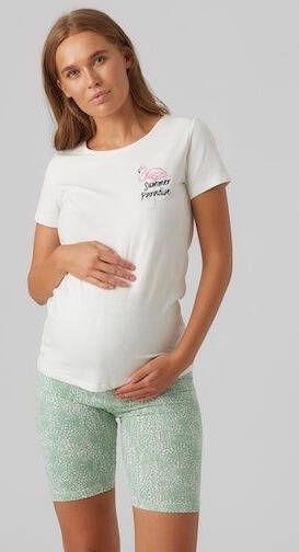 Mamalicious Zwangerschapsshirt MLFELIZ SS JRS TOP met flamingo motief