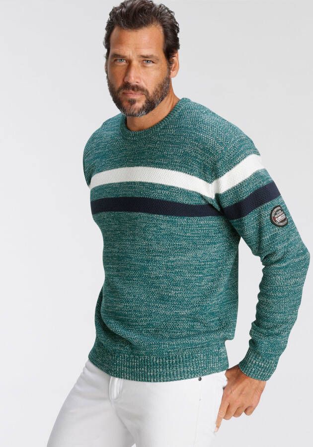 Man's World Trui met ronde hals Tot XL in gemêleerde look
