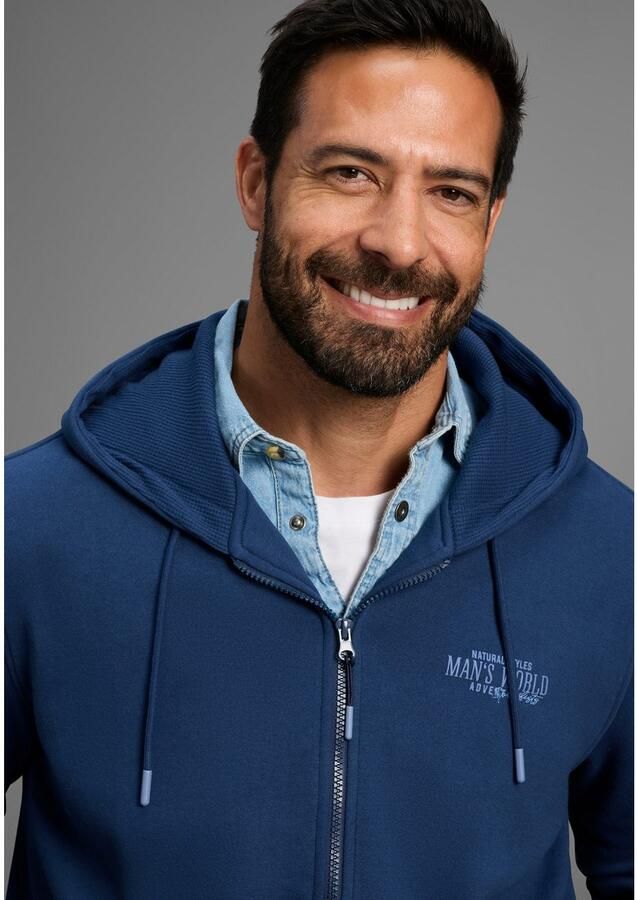 Man's World Capuchonsweatvest Lange mouw met Print met Capuchon zak op de mouw