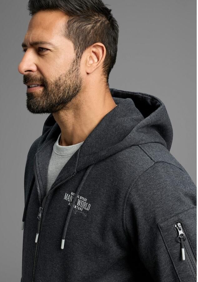 Man's World Capuchonsweatvest Lange mouw met Print met Capuchon zak op de mouw