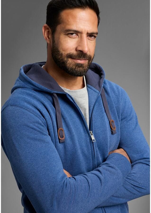 Man's World Capuchonsweatvest met contrastkleurige voering