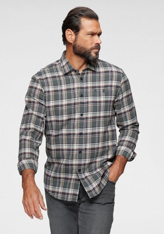 Man's World Flanellen overhemd Modieus motief met grote ruiten - Foto 5