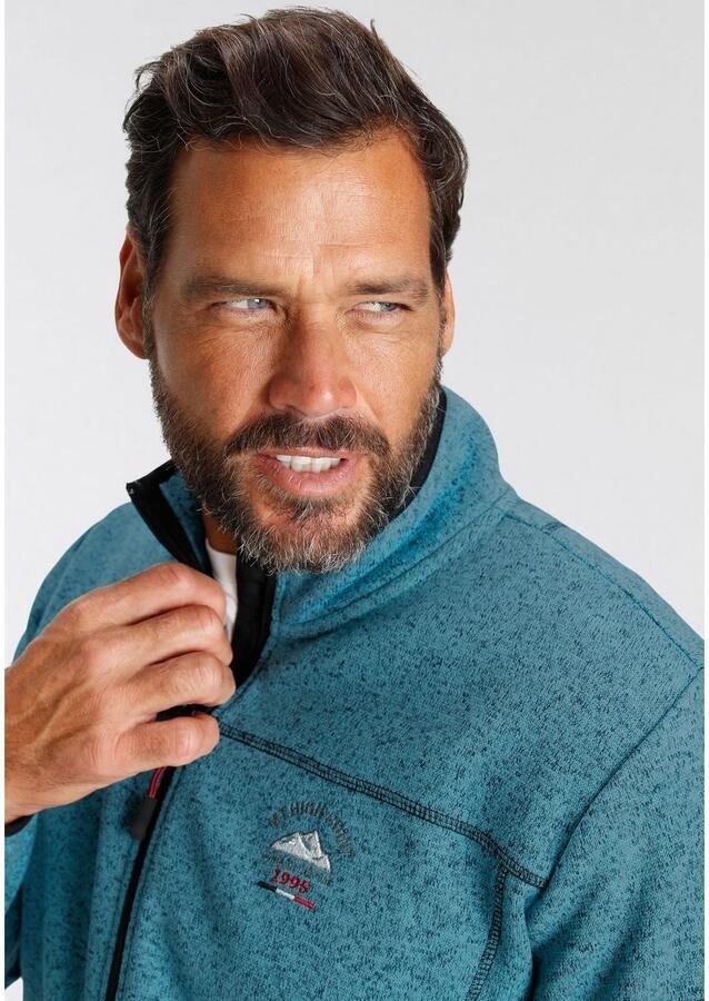 Man's World Gebreid fleecejack voor de tussenseizoen met ritszakken met opstaande kraag - Foto 2