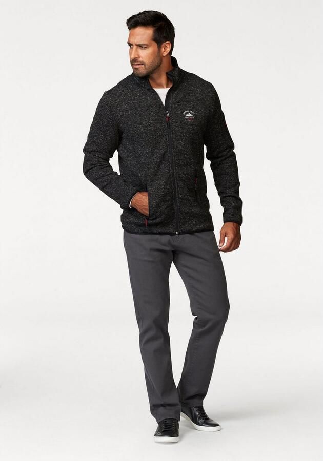 Man's World Gebreid fleecejack voor de tussenseizoen met ritszakken met opstaande kraag - Foto 7