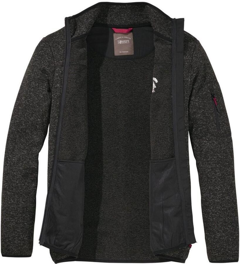Man's World Gebreid fleecejack voor de tussenseizoen met ritszakken met opstaande kraag