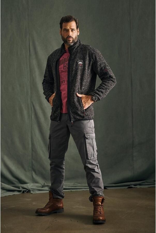 Man's World Gebreid fleecejack voor de tussenseizoen met ritszakken met opstaande kraag - Foto 9