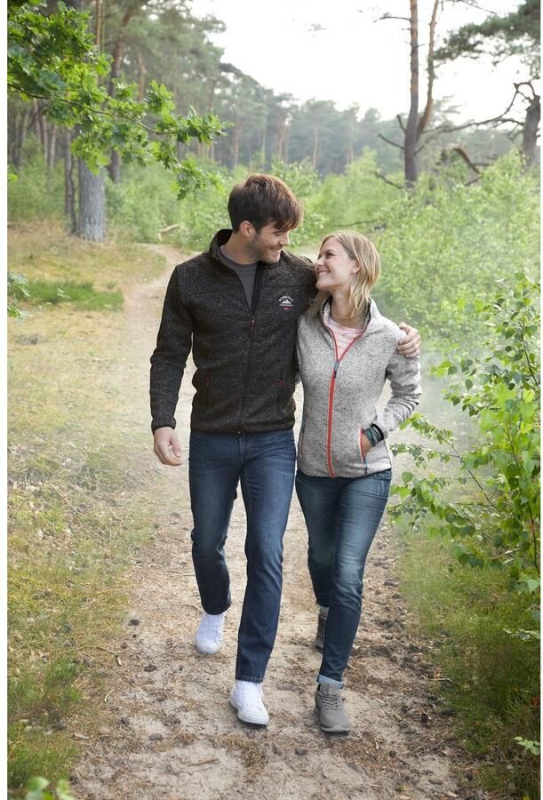 Man's World Gebreid fleecejack voor de tussenseizoen met ritszakken met opstaande kraag - Foto 8