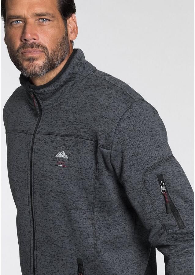 Man's World Gebreid fleecejack voor de tussenseizoen met ritszakken met opstaande kraag - Foto 3