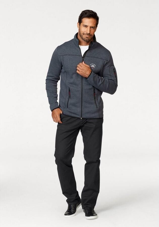 Man's World Gebreid fleecejack voor de tussenseizoen met ritszakken met opstaande kraag - Foto 6