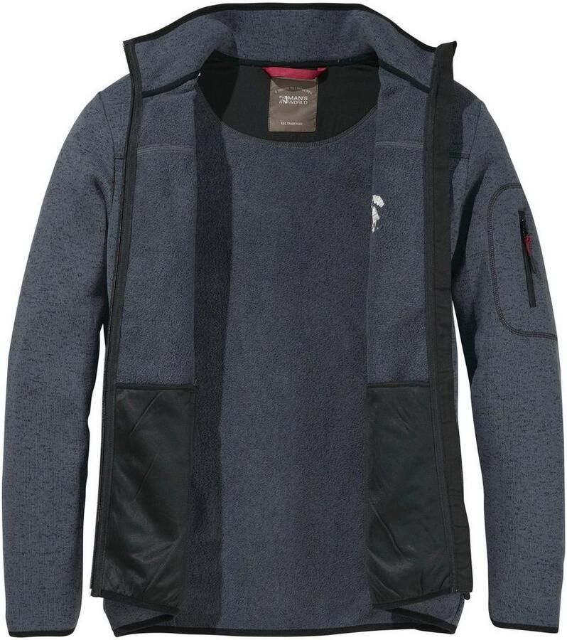 Man's World Gebreid fleecejack voor de tussenseizoen met ritszakken met opstaande kraag
