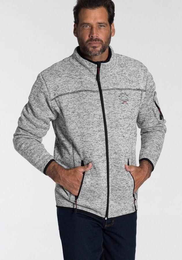 Man's World Gebreid fleecejack voor de tussenseizoen met ritszakken met opstaande kraag - Foto 5