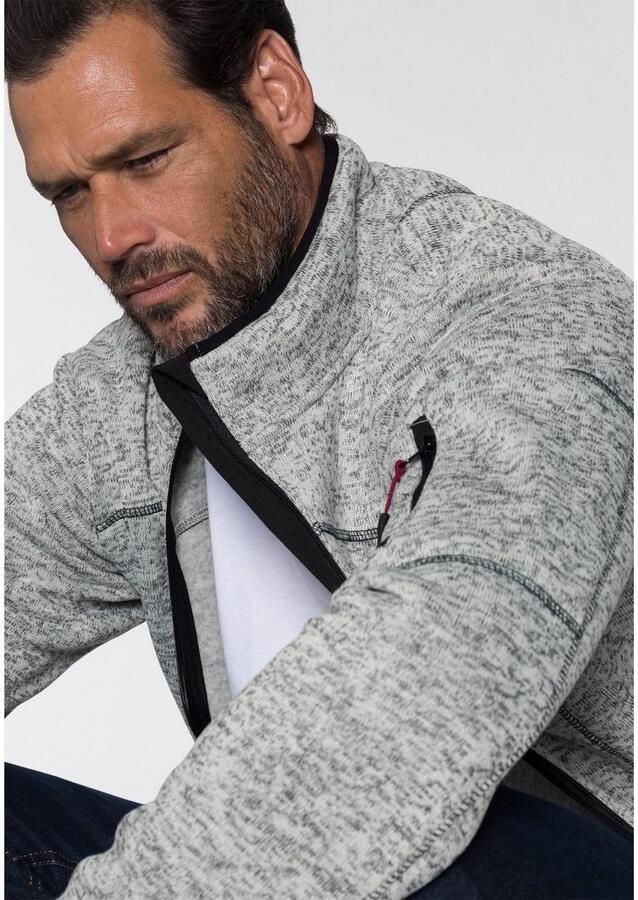 Man's World Gebreid fleecejack voor de tussenseizoen met ritszakken met opstaande kraag - Foto 3