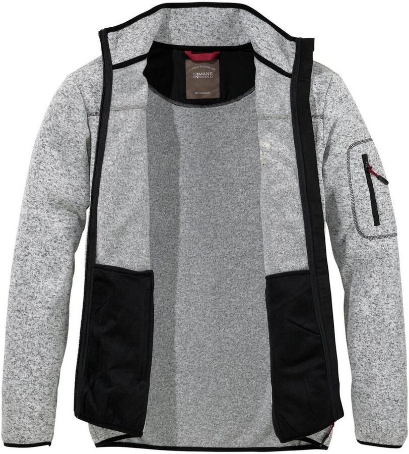 Man's World Gebreid fleecejack voor de tussenseizoen met ritszakken met opstaande kraag