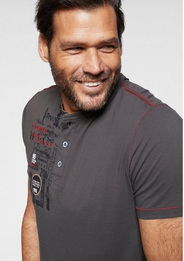 Man's World Henleyshirt Korte mouwen casual pasvorm bedrukt ronde hals casual - Foto 3