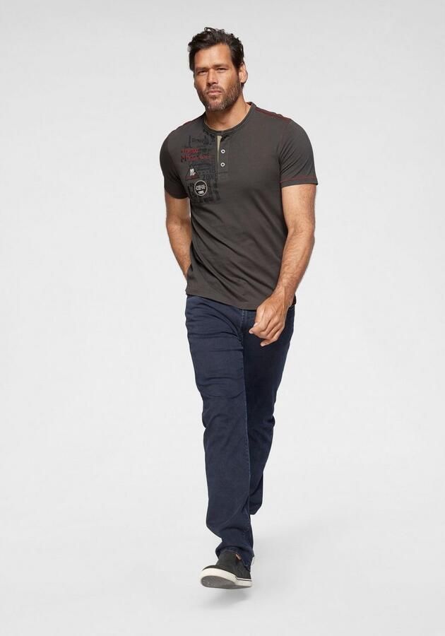 Man's World Henleyshirt Korte mouwen casual pasvorm bedrukt ronde hals casual - Foto 5