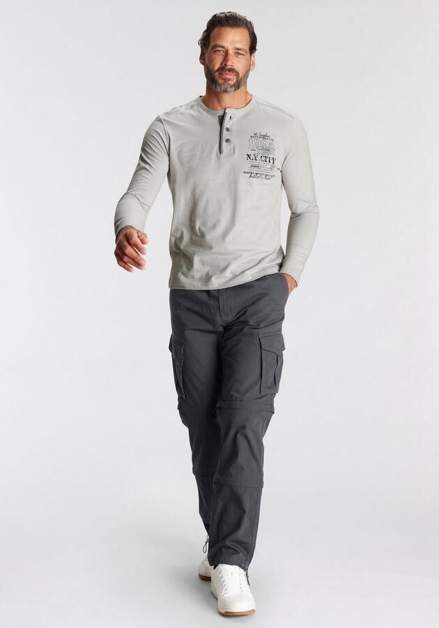 Man's World Henleyshirt Langarm met casual print ronde hals met knopenrij - Foto 6