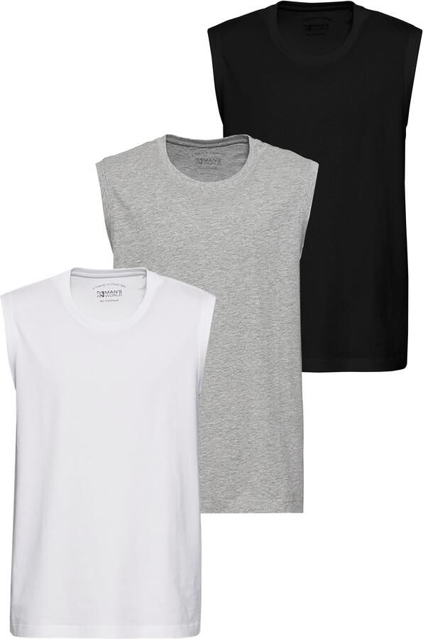 Man's World Muscle-shirt mouwloos basic stijl effen ronde hals (3-delig Set van 3) - Foto 9