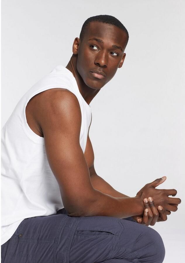 Man's World Muscle-shirt mouwloos basic stijl effen ronde hals (3-delig Set van 3)