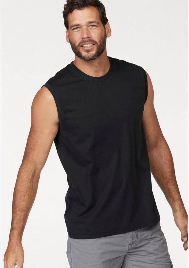 Man's World Muscle-shirt mouwloos bedrukt ronde hals van 100% katoen (2-delig Set van 2) - Foto 2