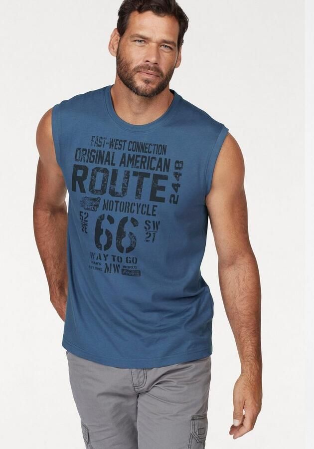 Man's World Muscle-shirt mouwloos bedrukt ronde hals van 100% katoen (2-delig Set van 2) - Foto 4