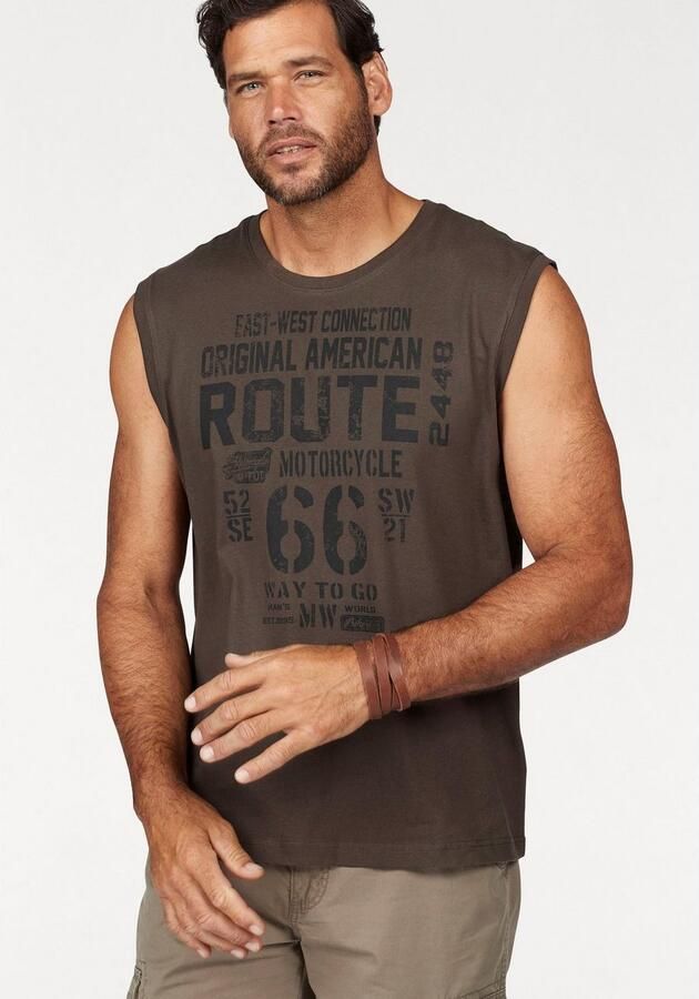 Man's World Muscle-shirt mouwloos bedrukt ronde hals van 100% katoen (2-delig Set van 2) - Foto 8