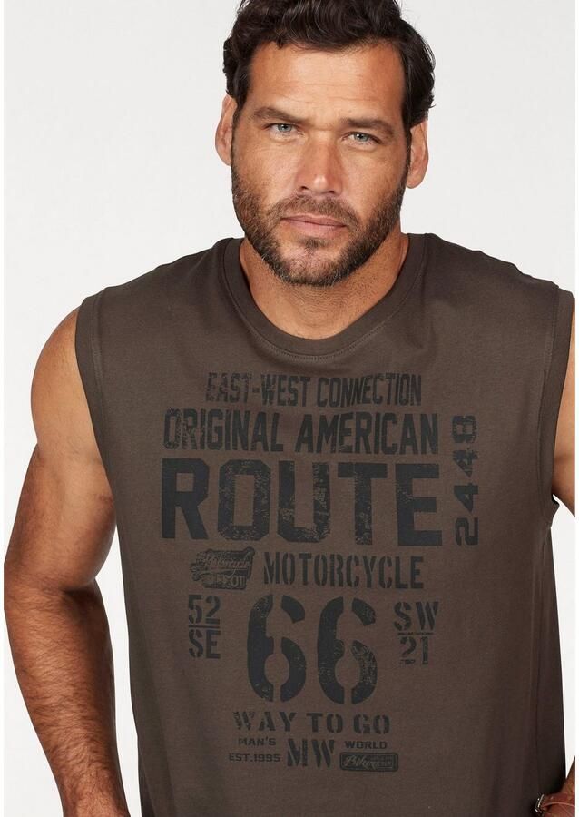 Man's World Muscle-shirt mouwloos bedrukt ronde hals van 100% katoen (2-delig Set van 2)