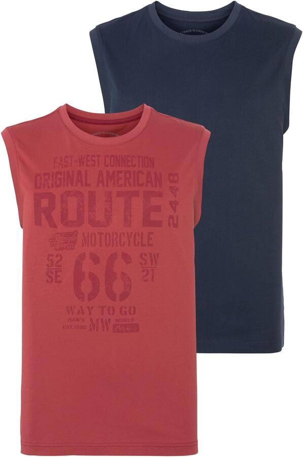Man's World Muscle-shirt mouwloos bedrukt ronde hals van 100% katoen (2-delig Set van 2) - Foto 8