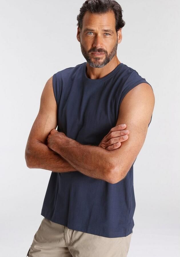 Man's World Muscle-shirt mouwloos bedrukt ronde hals van 100% katoen (2-delig Set van 2) - Foto 4