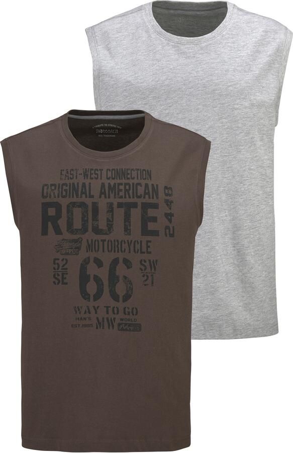 Man's World Muscle-shirt mouwloos bedrukt ronde hals van 100% katoen (2-delig Set van 2) - Foto 5