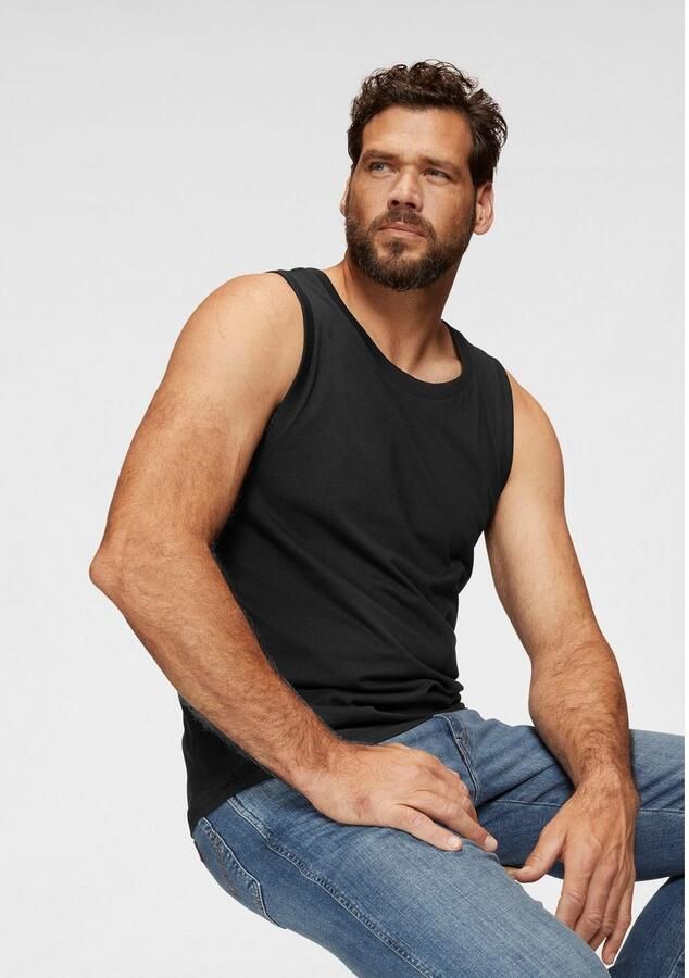 Man's World Muscle-shirt slank gesneden ronde hals van 100% katoen (3-delig Set van 3) - Foto 2