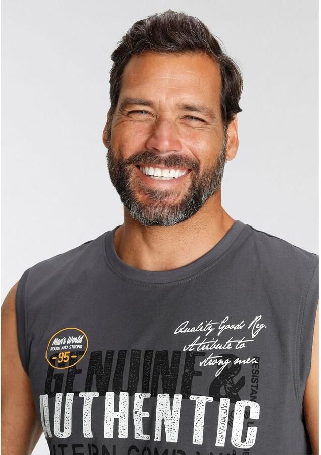 Man's World Muscle-shirt zonder mouwen bedrukt ronde hals van katoen - Foto 2