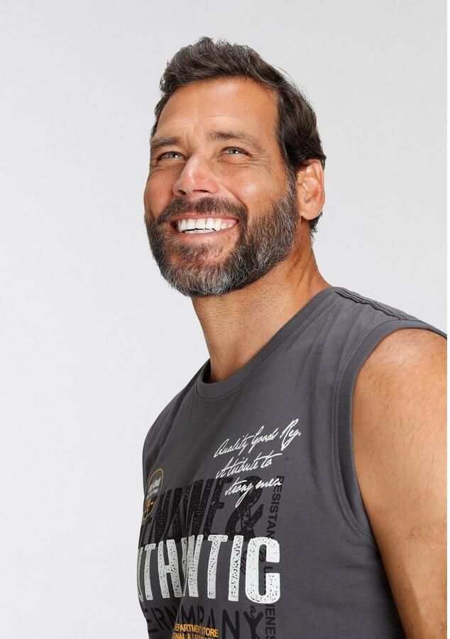 Man's World Muscle-shirt zonder mouwen bedrukt ronde hals van katoen - Foto 3