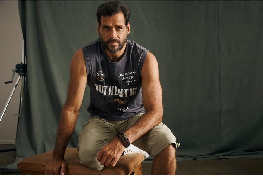 Man's World Muscle-shirt zonder mouwen bedrukt ronde hals van katoen - Foto 6