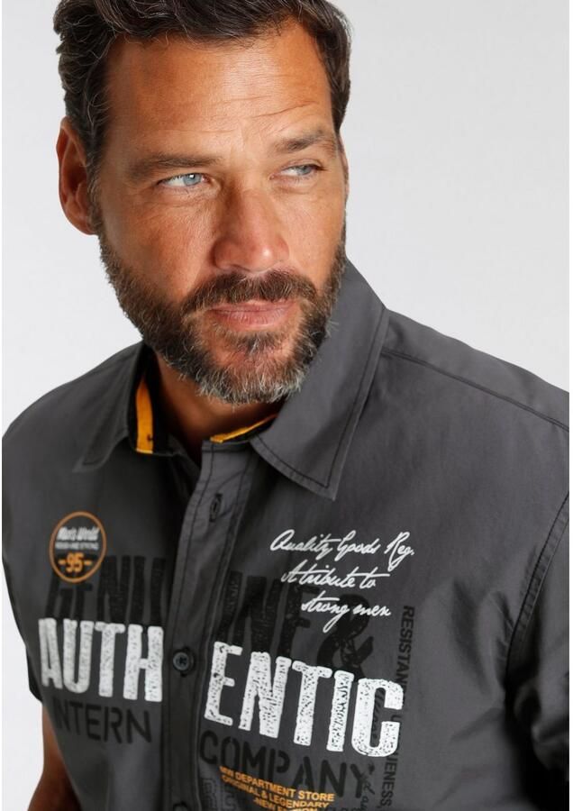 Man's World Overhemd met korte mouwen met borstprint - Foto 2