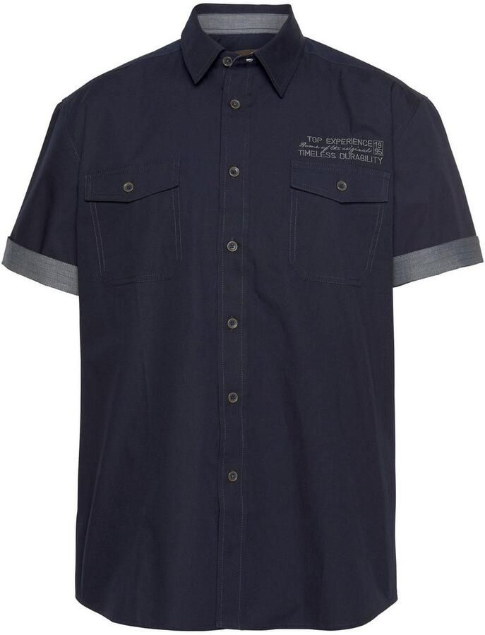 Man's World Overhemd met korte mouwen met contrastkleurig borduursel