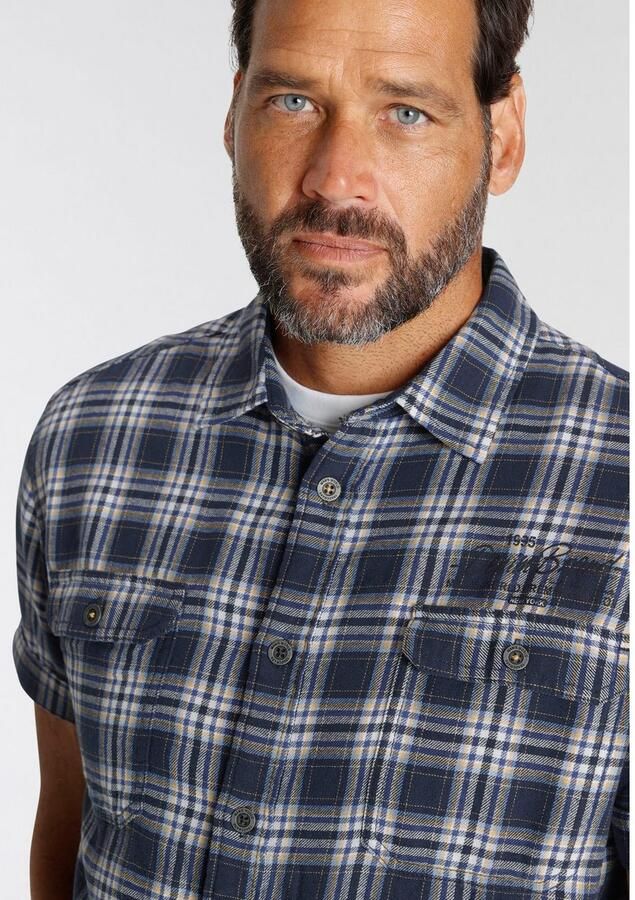 Man's World Overhemd met korte mouwen met kleine print op de borst - Foto 3