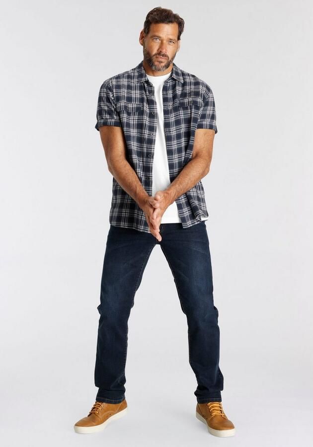 Man's World Overhemd met korte mouwen met kleine print op de borst - Foto 6