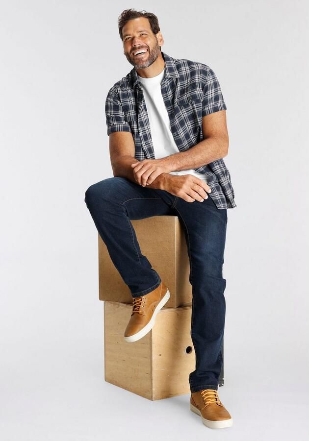 Man's World Overhemd met korte mouwen met kleine print op de borst - Foto 7