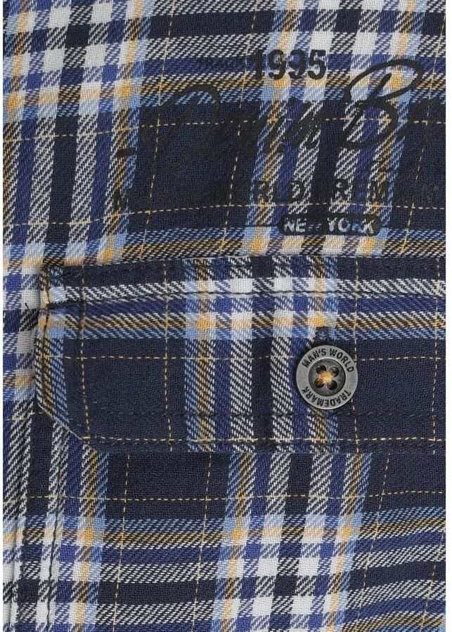 Man's World Overhemd met korte mouwen met kleine print op de borst - Foto 2