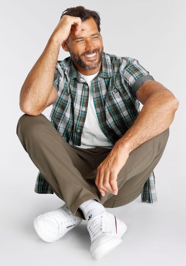 Man's World Overhemd met korte mouwen met kleine print op de borst - Foto 8